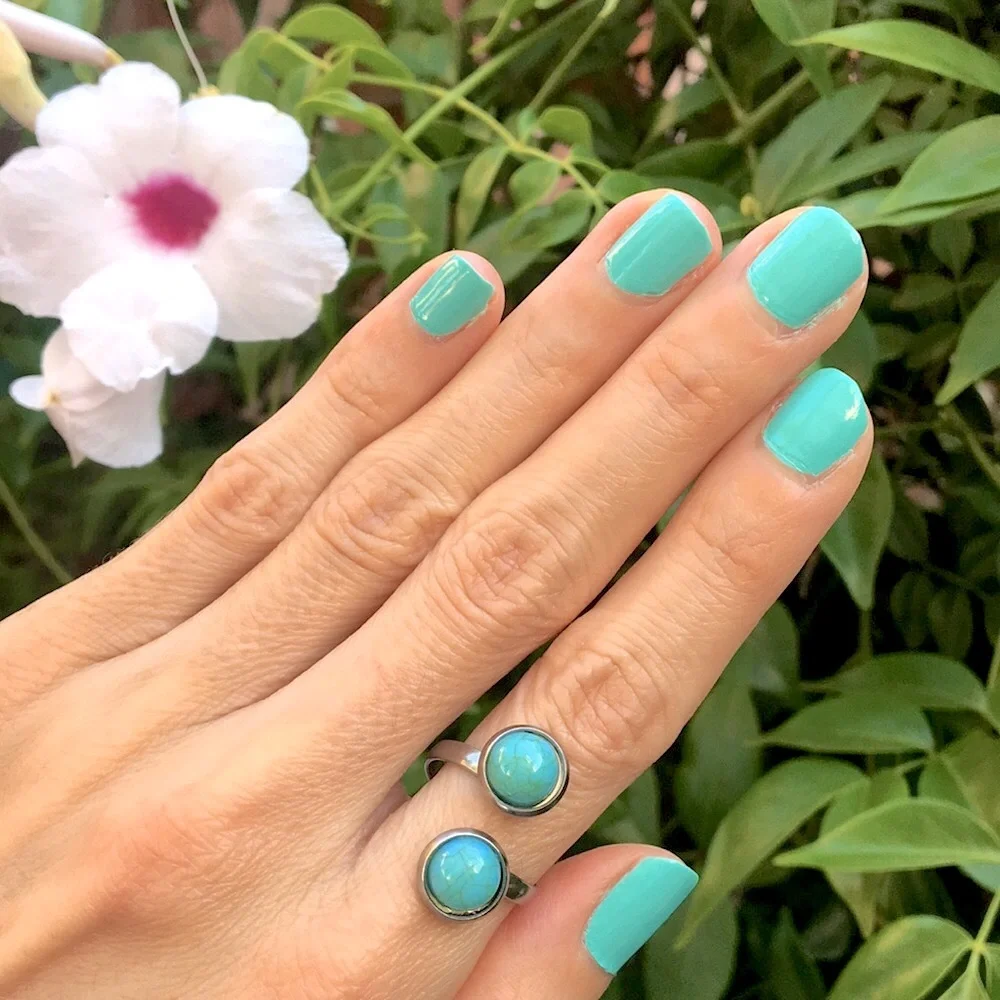Turquoise + Silver Boho Adjustable Snake Ring